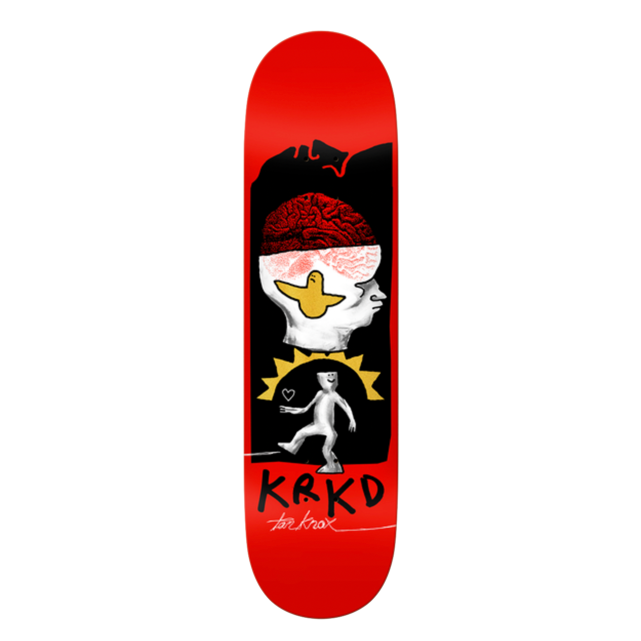 Krooked Tom Knox deck Brain And Bird Orange 8.5"