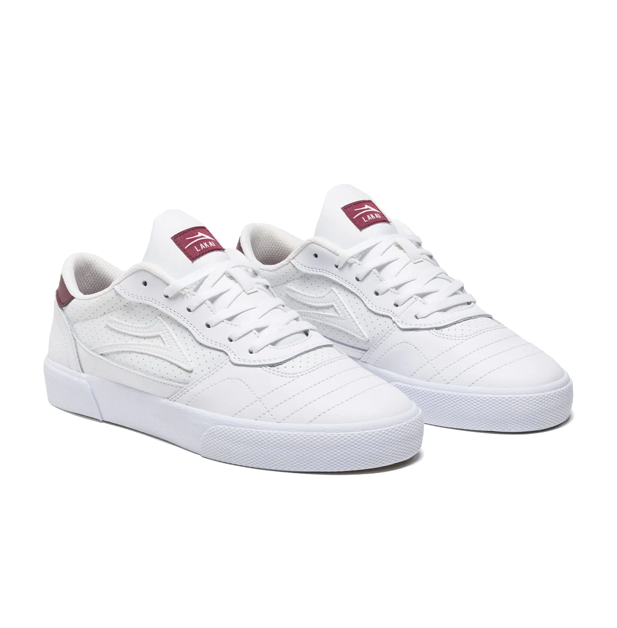 Lakai Cambridge white burgundy leather