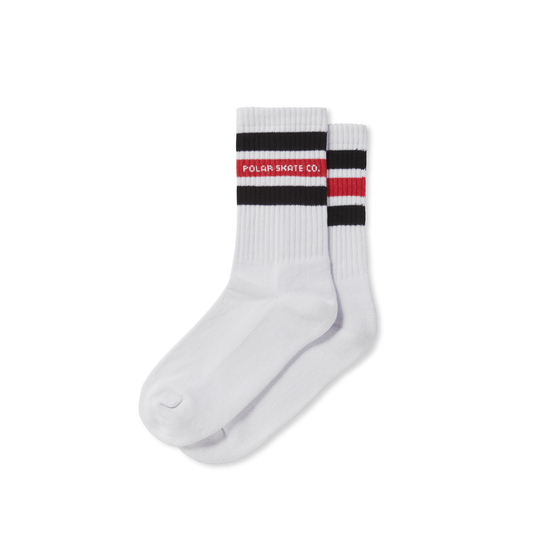 Polar Skate Co Fat Stripes socks white black red