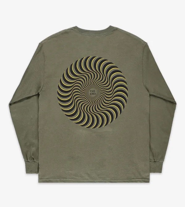 Spitfire tee L/S Classic Swirl Overlay militray green
