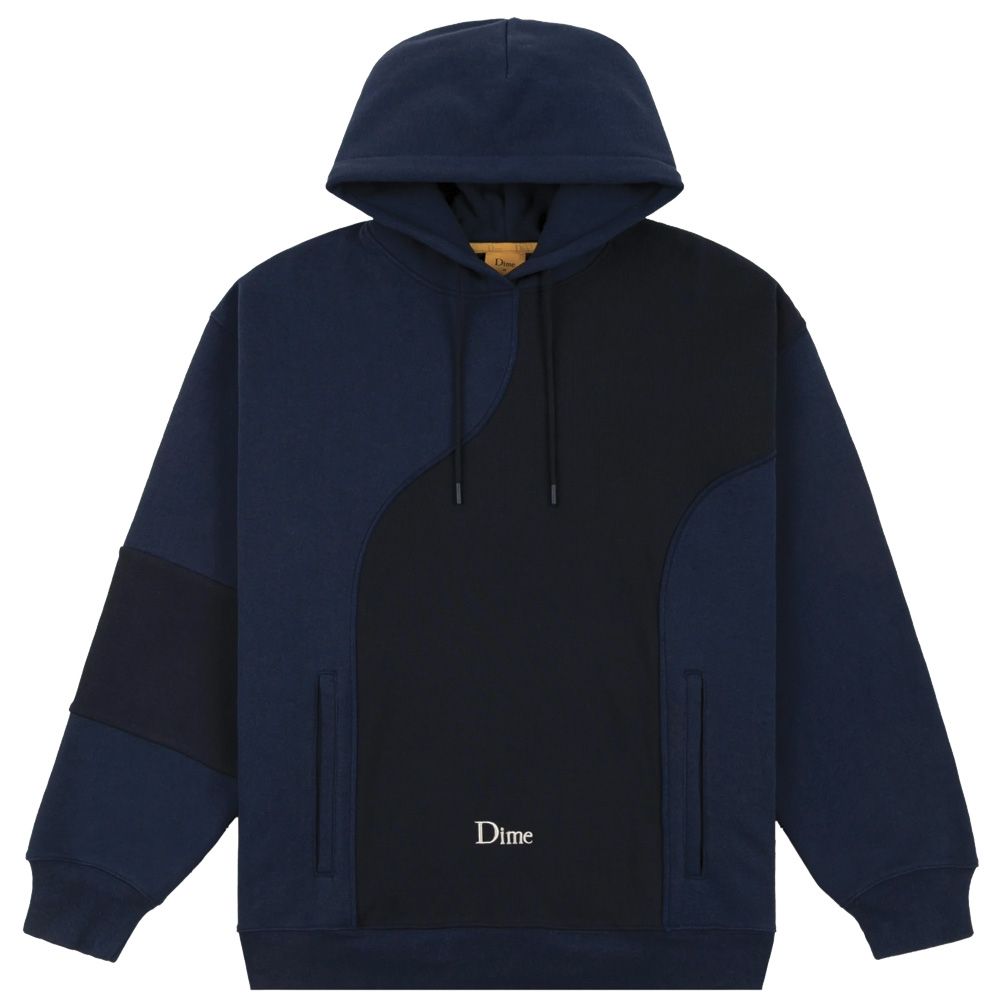 Dime Ribbed Panel hoodie navy