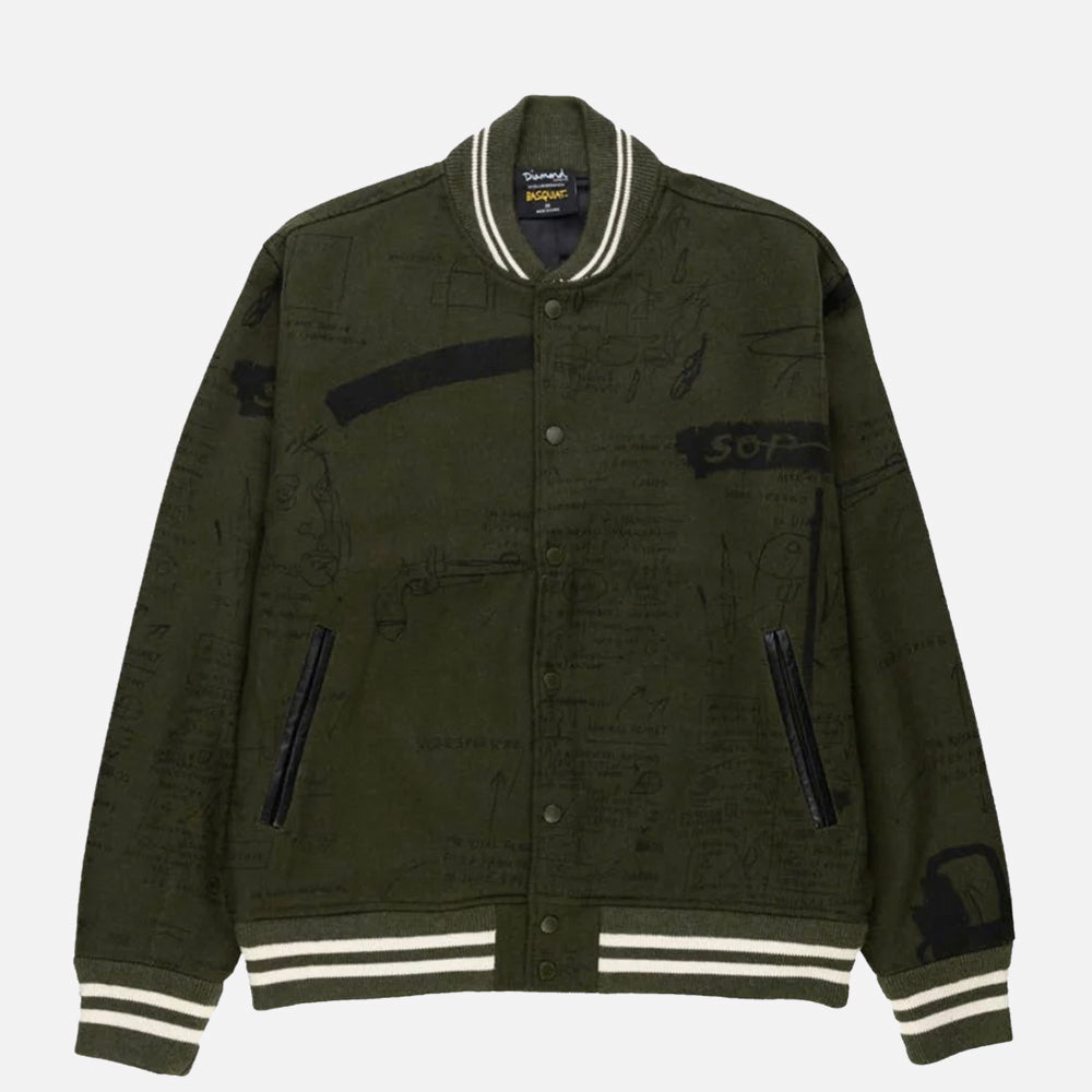 Diamond X Basquiat jacket Varsity Wool olive green