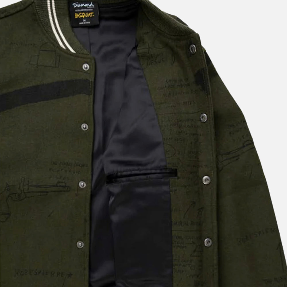 Diamond X Basquiat jacket Varsity Wool olive green