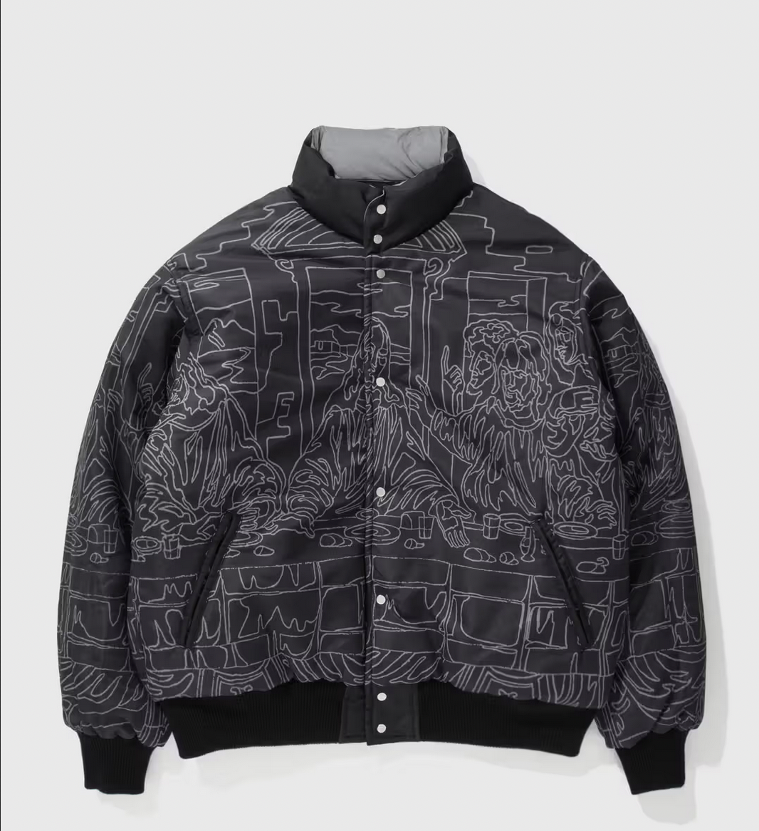 Fucking Awesome Reflective Reversible Varsity Puffer jacket Last Supper