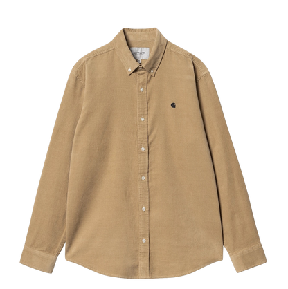 Carhartt WIP Madison L/S Fine Cord shirt sable black