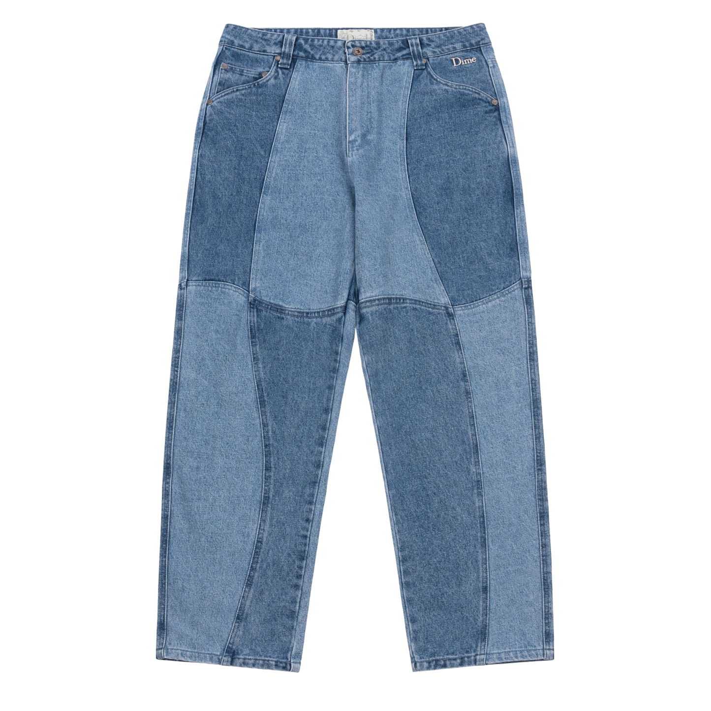 Dime Blocked Relaxed Denim pant blue washed
