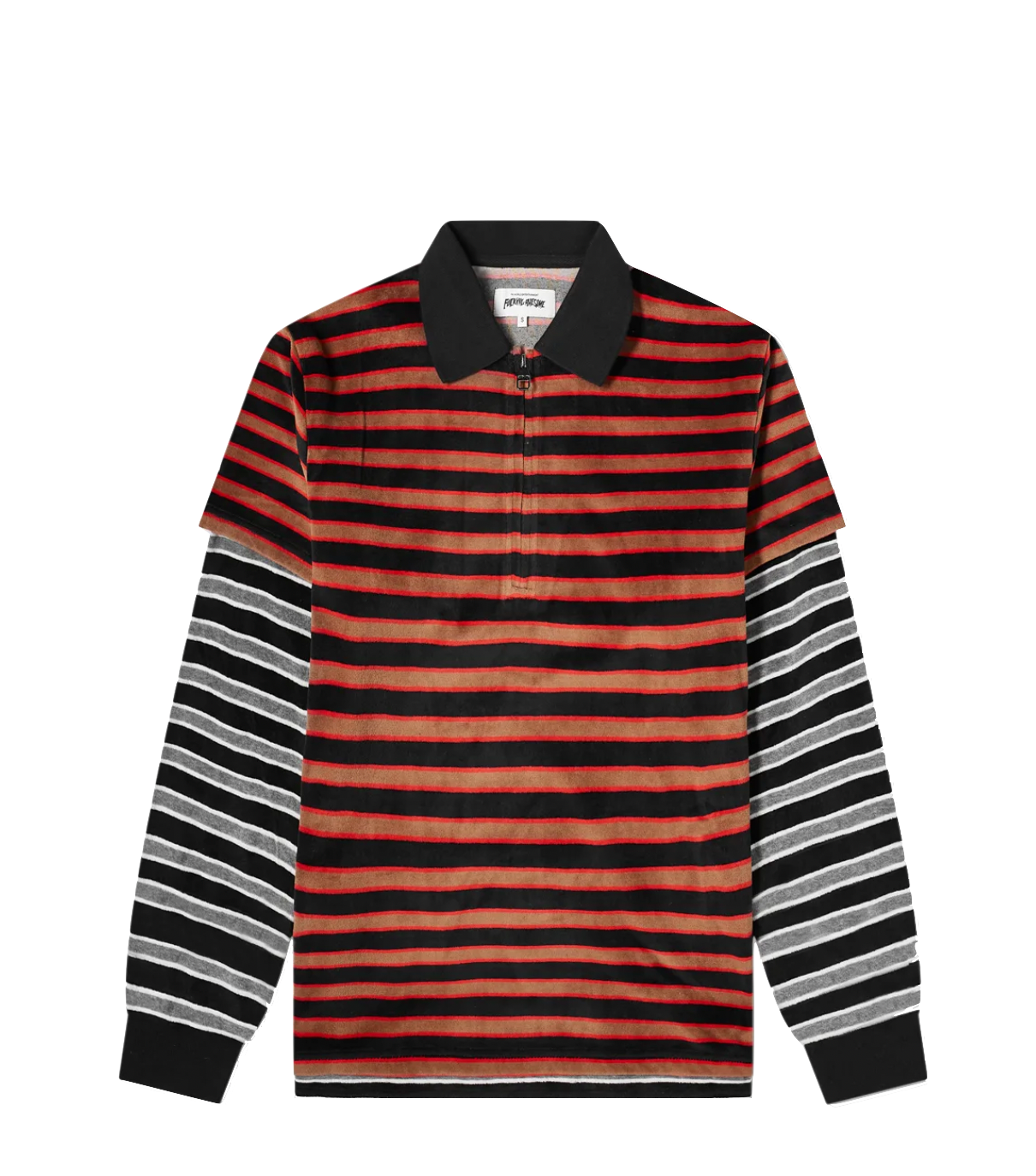 Fucking Awesome tee L/S Velours Double Shirt black red black grey