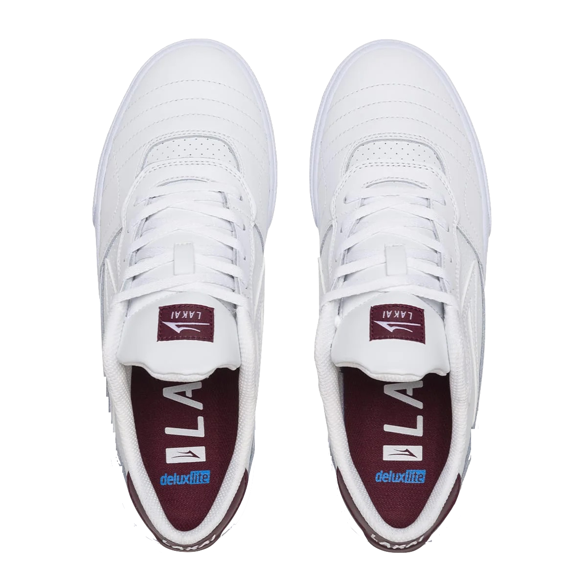 Lakai Cambridge white burgundy leather