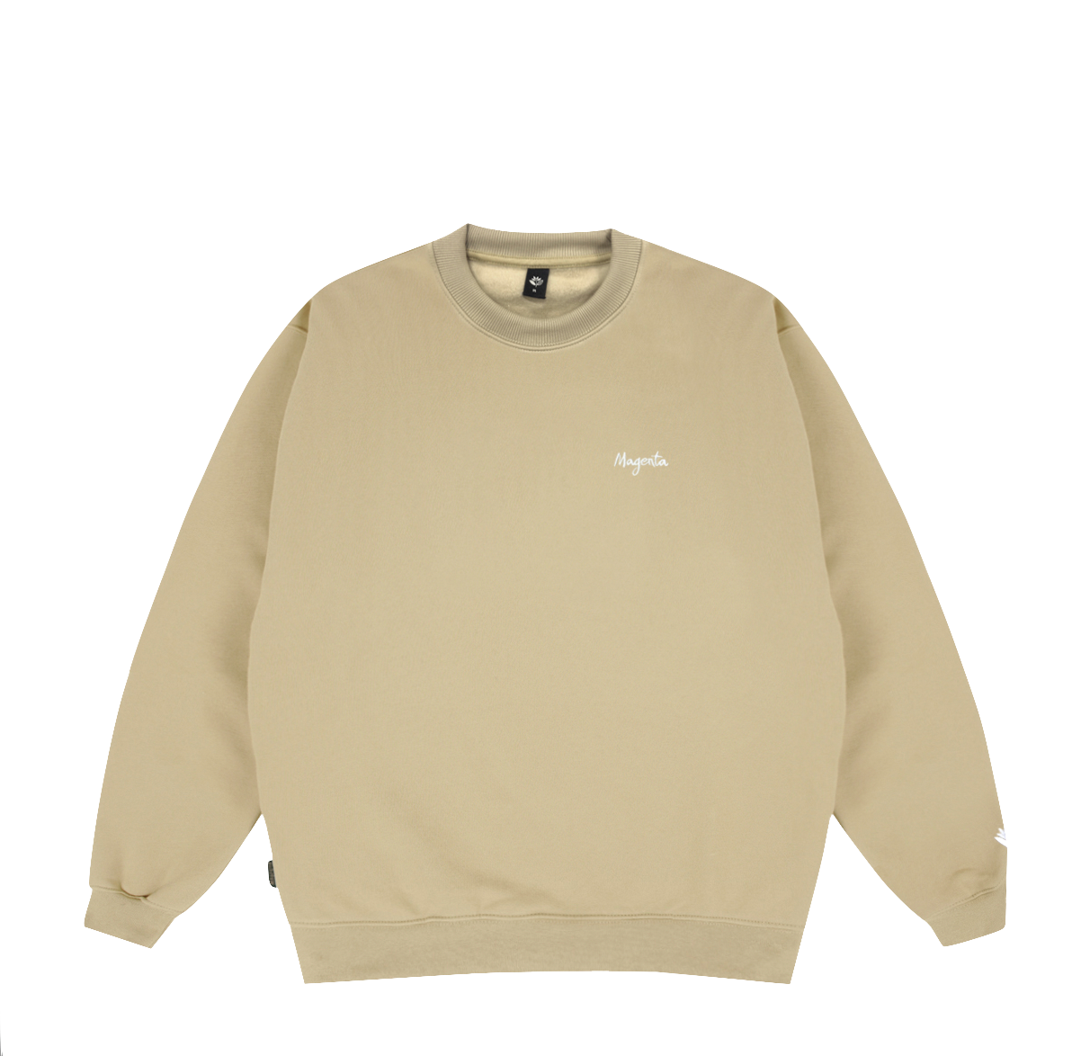 Magenta Script crewneck beige