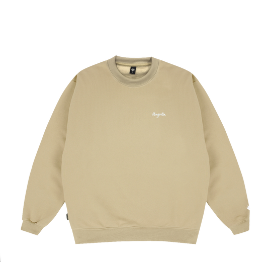 Magenta Script crewneck beige