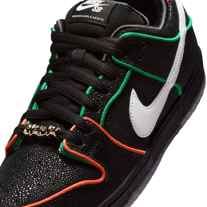 Nike SB Dunk Low Pro QS Bronx Girls Skate black white challenge red