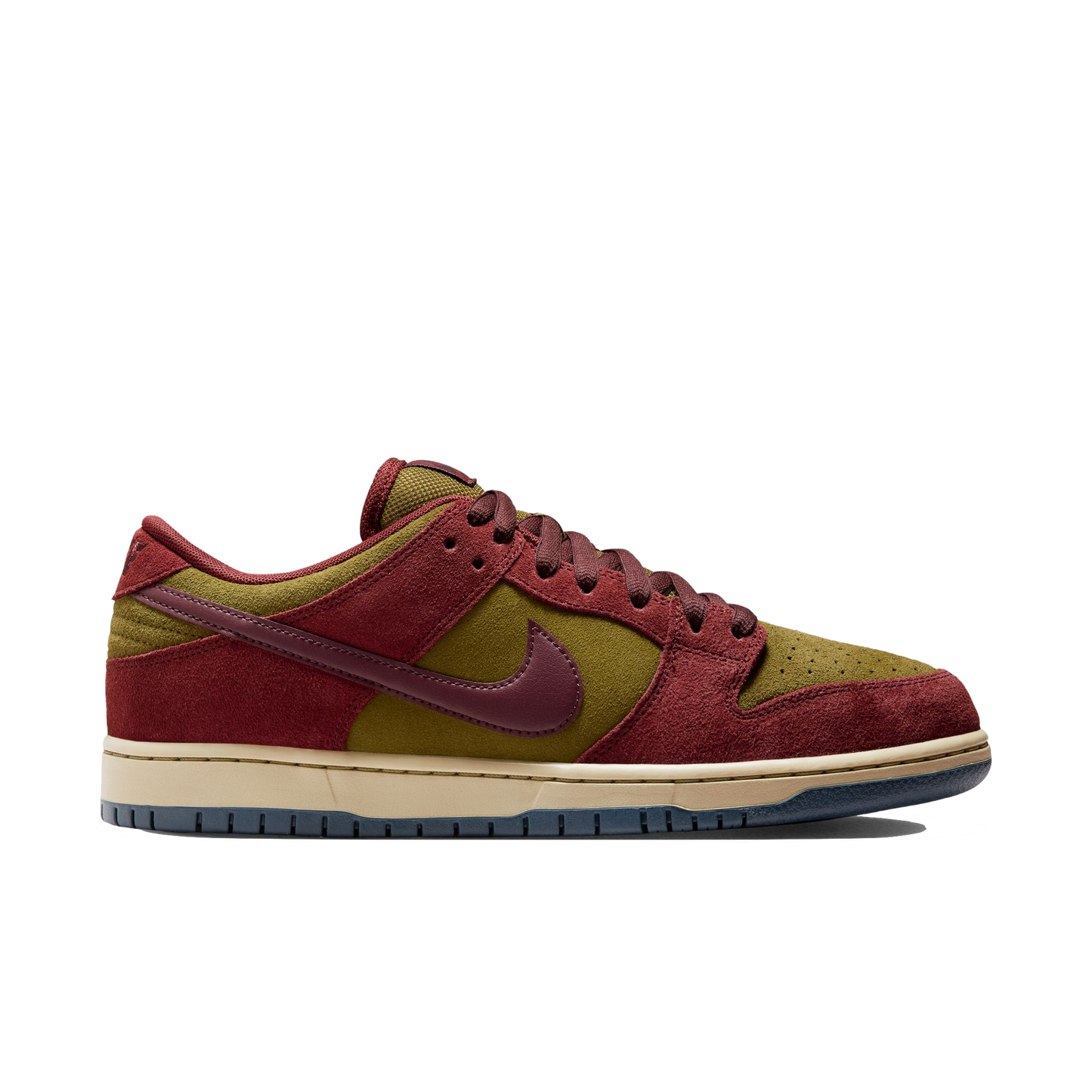Nike SB Dunk Low Pro dark team red burgundy crush olive flax