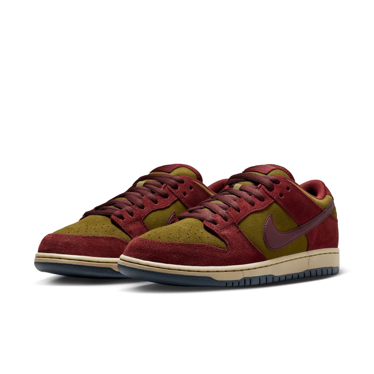 Nike SB Dunk Low Pro dark team red burgundy crush olive flax