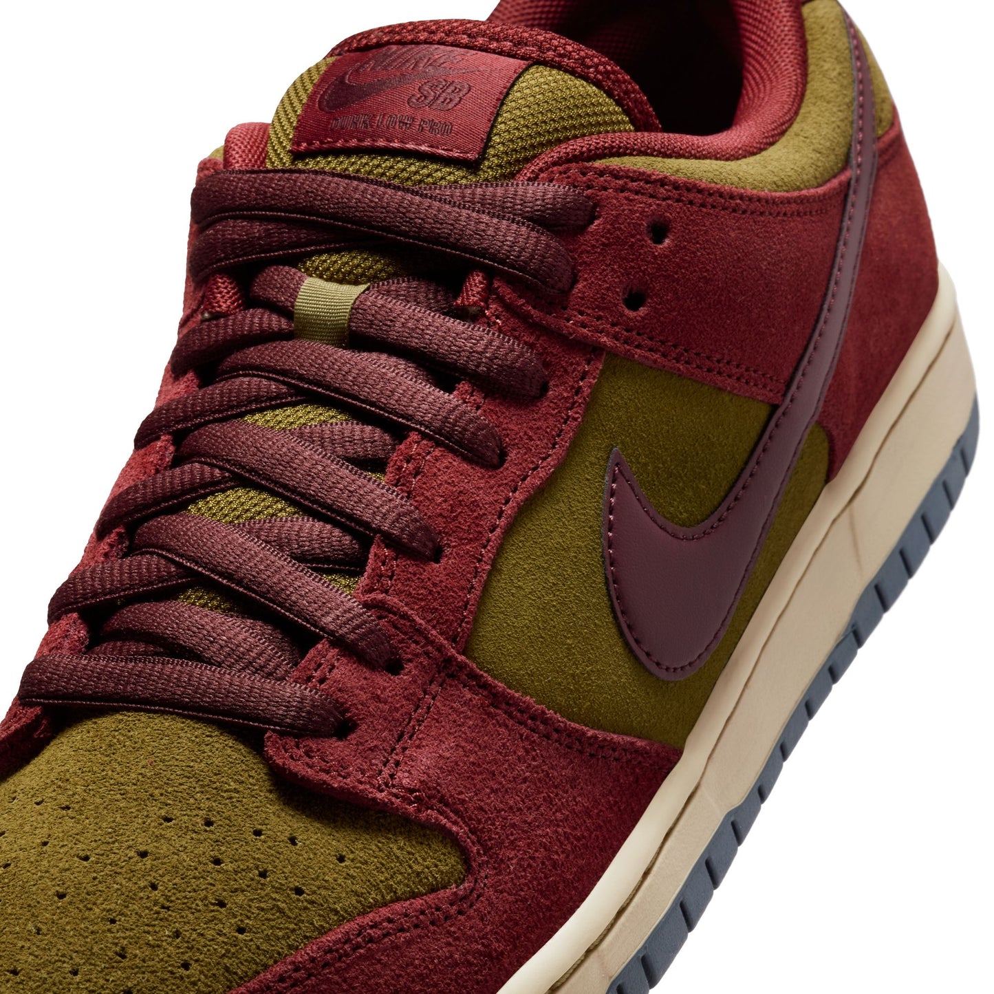 Nike SB Dunk Low Pro dark team red burgundy crush olive flax