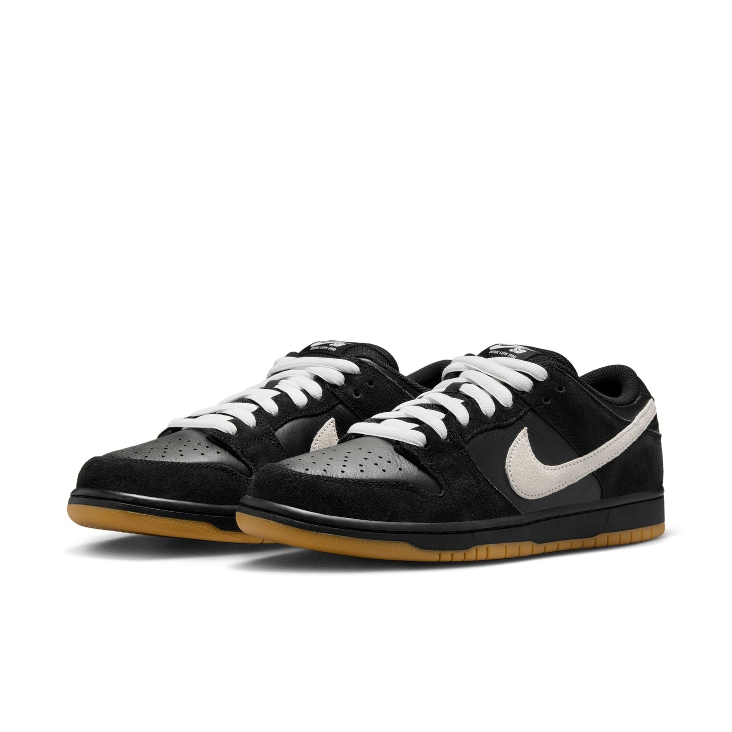 Nike SB Dunk Low Pro black white black gum light brown