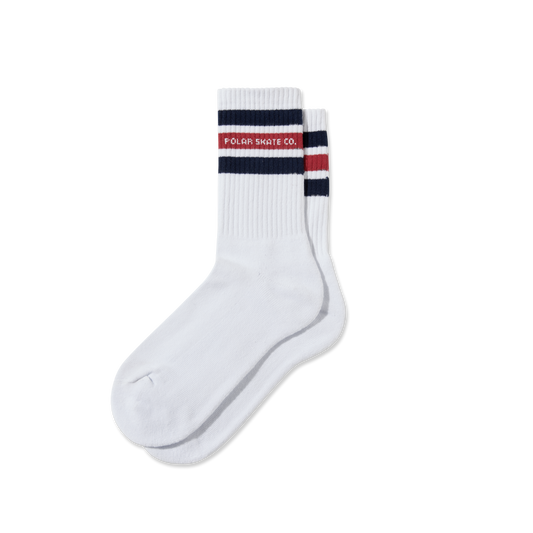 Polar Skate Co Fat Stripes socks white navy red
