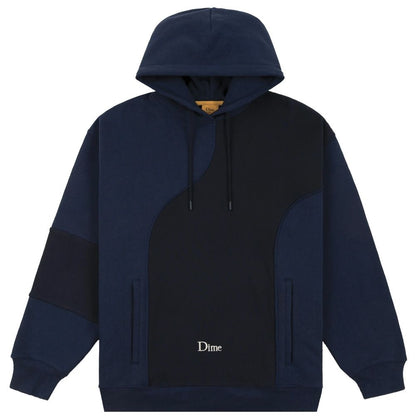 Dime Ribbed Panel hoodie navy black