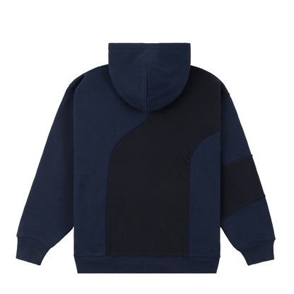 Dime Ribbed Panel hoodie navy black