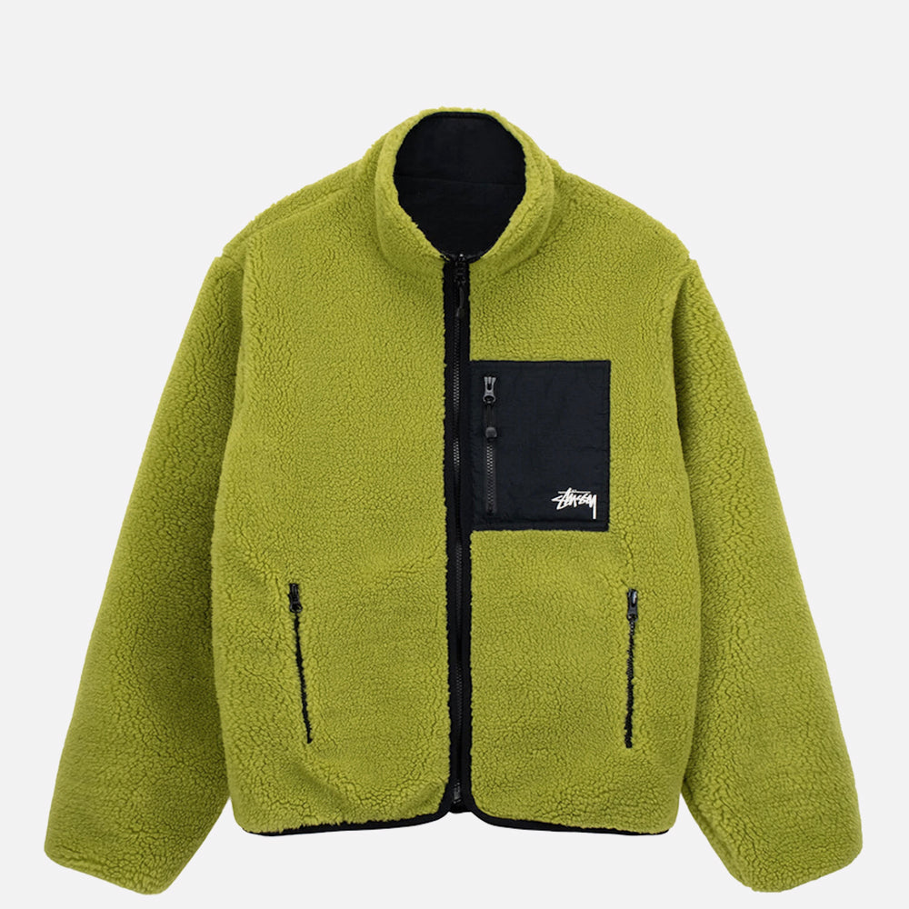 Stüssy Sherpa jacket Reversible moss green