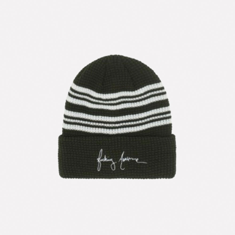 Fucking Awesome beanie Cursive Waffle green